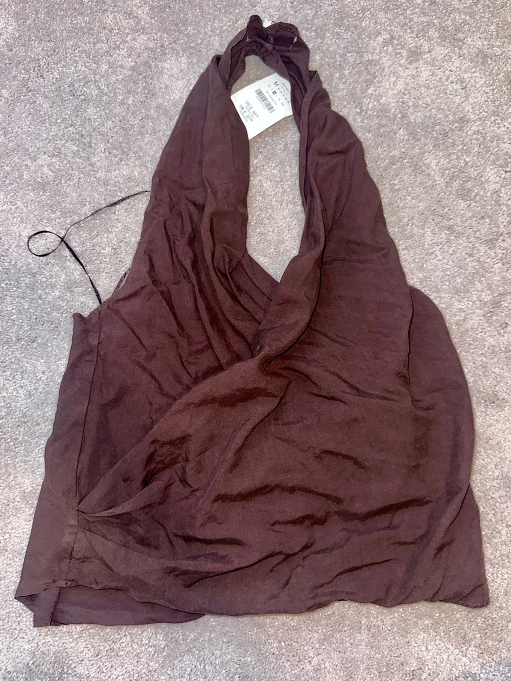 Brown Zara Halter Scarf-Style Women's Top